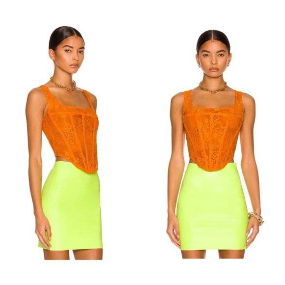 Miaou | NWOT Campbell Corset Top in Tangerine Size XS - Picture 2 of 12